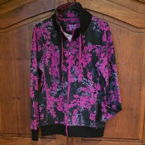 Marc New York Pink and Black Floral   Cotton Sweater